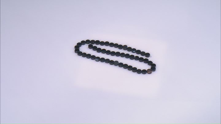 Black Chalcedony 8mm Flat Coin Bead Strand Approximately 15-15.5" in Length Video Thumbnail