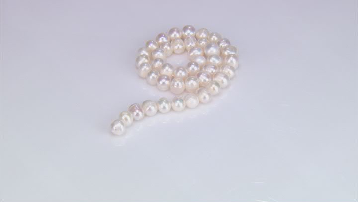 White Cultured Freshwater Pearl 9-10mm Potato Bead Strand Approximately 14-15" in Length Video Thumbnail