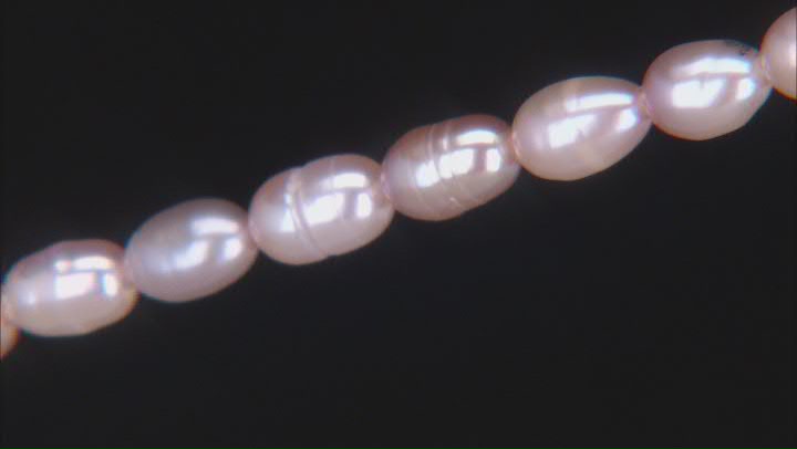 Pink Cultured Freshwater Pearl 4-4.5mm Rice Shaped Bead Strand Approximately 14-15" in Length Video Thumbnail