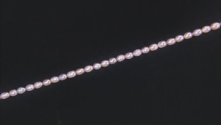 Pink Cultured Freshwater Pearl 4-4.5mm Rice Shaped Bead Strand Approximately 14-15" in Length Video Thumbnail