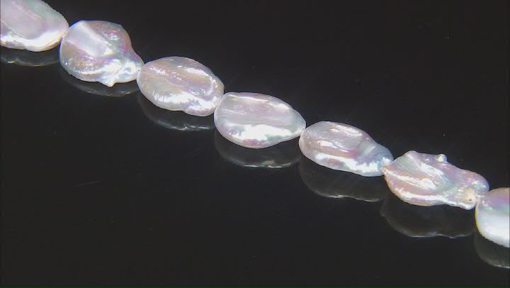 White Cultured Freshwater Pearl 17-18mm Coin Bead Strand Approximately 14-15" in Length Video Thumbnail