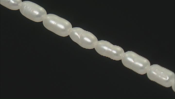 White Cultured Freshwater Pearls 2.5x4.5-3.5x6mm Rice Shaped Bead Strand Video Thumbnail