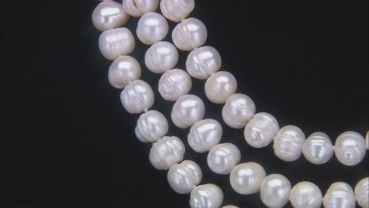 White Cultured Freshwater Pearl 9-11mm Potato Shaped Endless Bead Strand Video Thumbnail