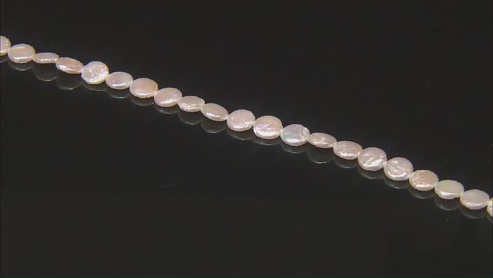 White Cultured Freshwater Pearl 9-10mm Coin Bead Strand Approximately 15-16" in Length Video Thumbnail