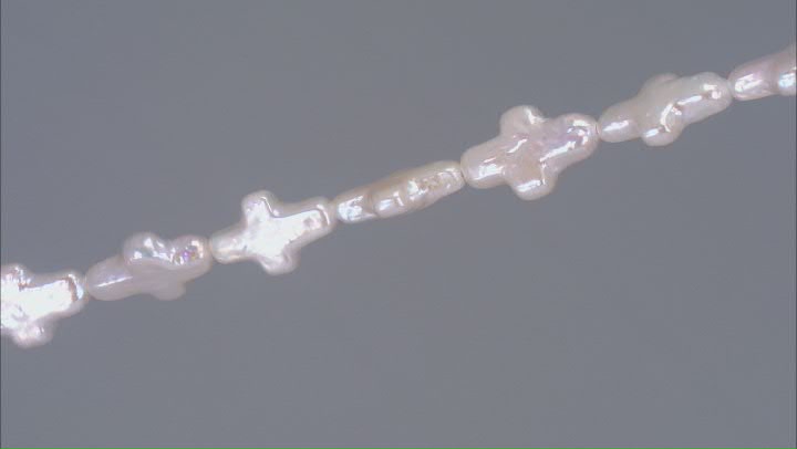 White Cultured Freshwater Pearl 7.5x13.5-8x14mm Cross Shaped Bead Strand Video Thumbnail