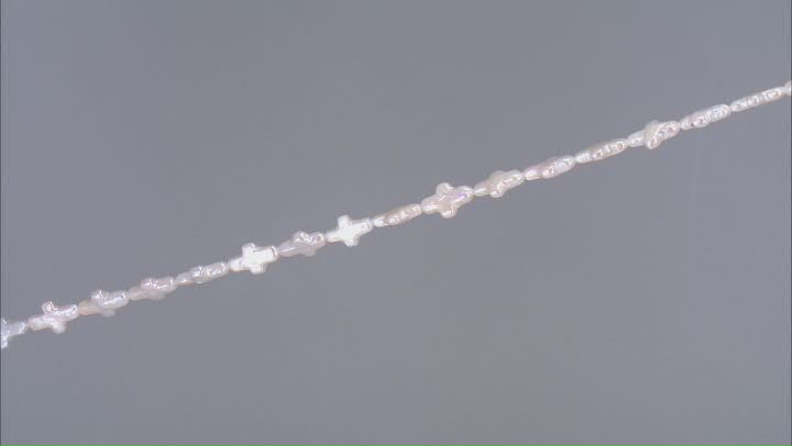 White Cultured Freshwater Pearl 7.5x13.5-8x14mm Cross Shaped Bead Strand Video Thumbnail