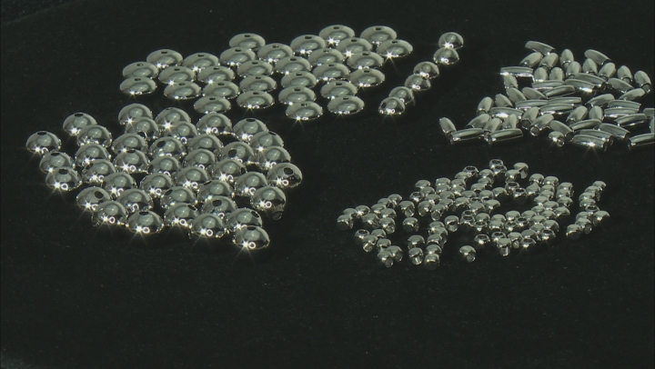 Metal Bead Set in Silver Tone Assorted Shapes And Sizes Appx 226 pieces Total Video Thumbnail