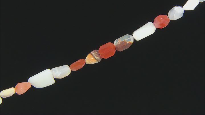 Carnelian & Opal graduated fancy faceted nugget shape beads appx 15x10mm-20x15mm appx 8" length