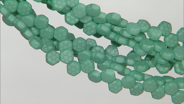 Honeycomb 6mm Glass Beads in Jet Color And Laser Silk Turquoise Appx 480 Beads Video Thumbnail