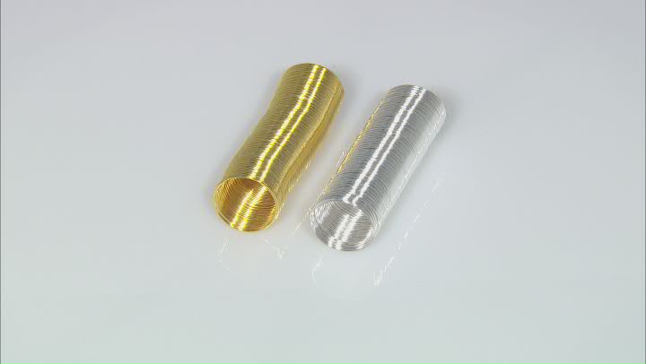 Silver Tone and Gold Tone Round Memory Wire Ring Kit of 4 Video Thumbnail