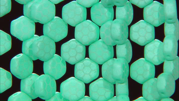 Honeycomb 6mm Glass Beads in Laser Silk Turquoise Color Core Appx 240 Beads Video Thumbnail
