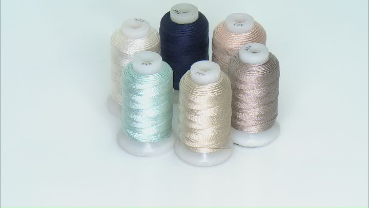Silk Beading Cord Set of 6 Size FFF .50oz Spool in Assorted Colors 92YD each Video Thumbnail