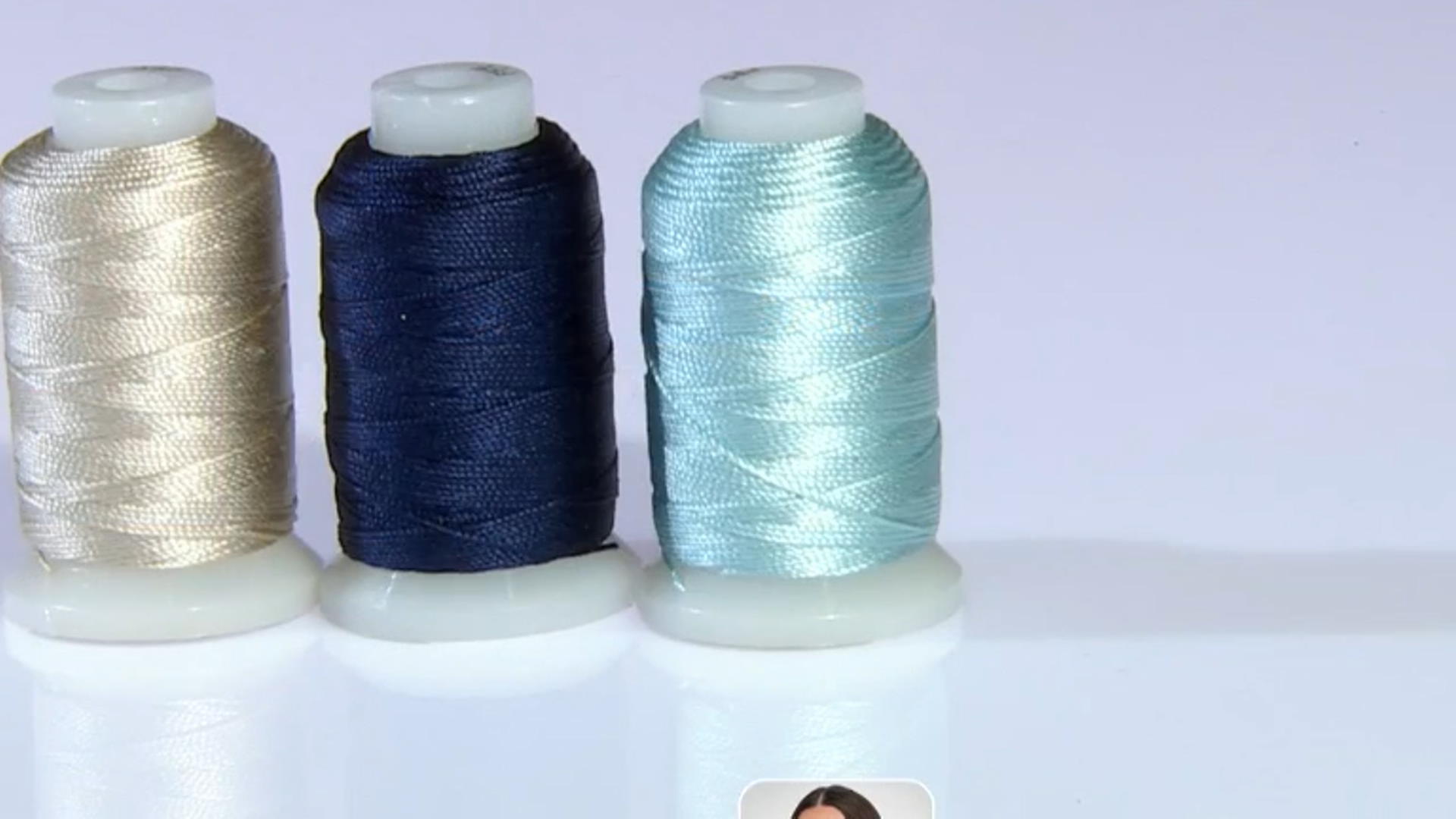 Silk in Size FFF 1/2oz Spool Set of 3 in Ecru, Navy, and Turquoise Appx 276 Yards Total Video Thumbnail