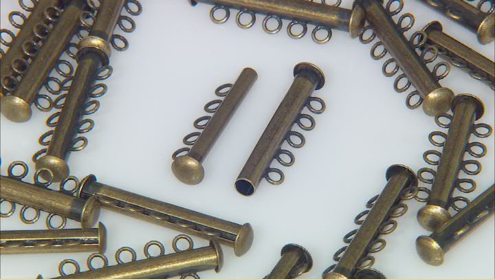 5-Strand Magnetic Clasp Set of Appx 24 Pieces in Antiqued Gold Tone Appx 32mm Video Thumbnail