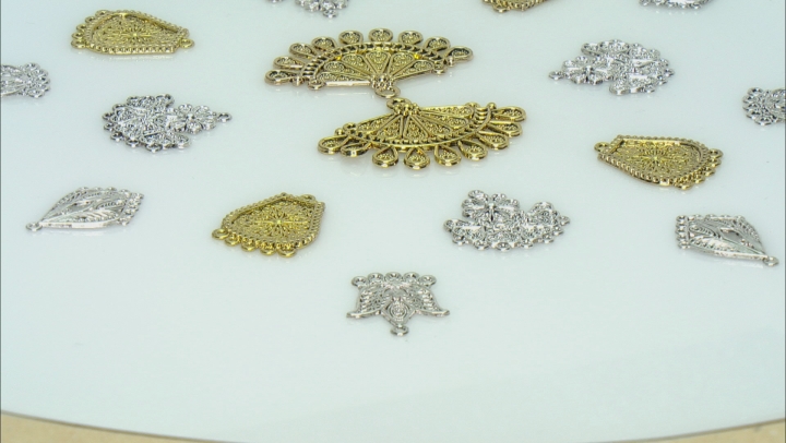 Turkish Inspired Filigree Focal and Chandelier Component Kit in 5 Designs 18 Pieces Total Video Thumbnail