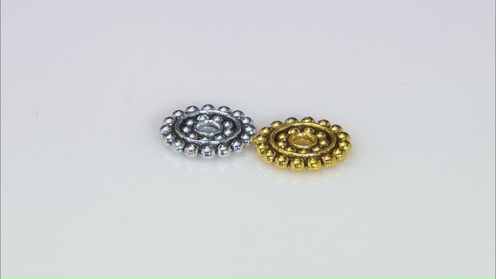 Beaded Spacer Beads Appx 13x2mm in Antiqued Silver Tone and Antiqued Gold Tone Appx 200 Pieces Total Video Thumbnail