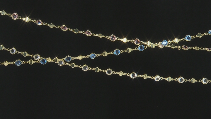 Multi-Color Glass Crystal Chain Set of 3 Strands in Gold Tone Appx 30" Each with Findings Video Thumbnail