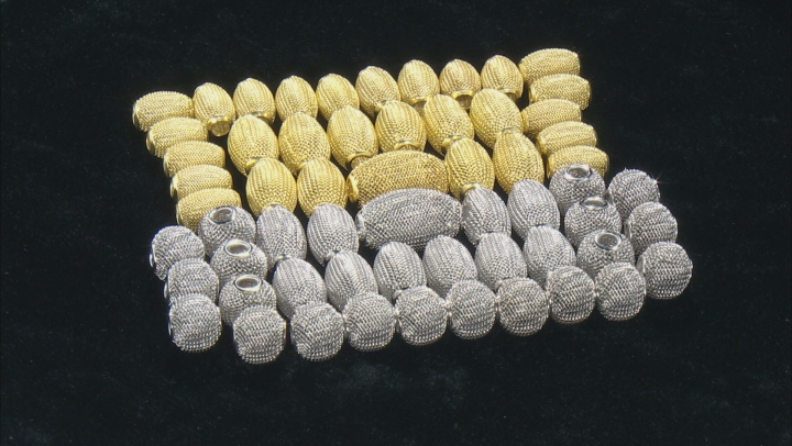 Mesh Oval Metal Bead Kit in Silver and Gold Tones Includes 4 Sizes Appx 62 Beads Total Video Thumbnail