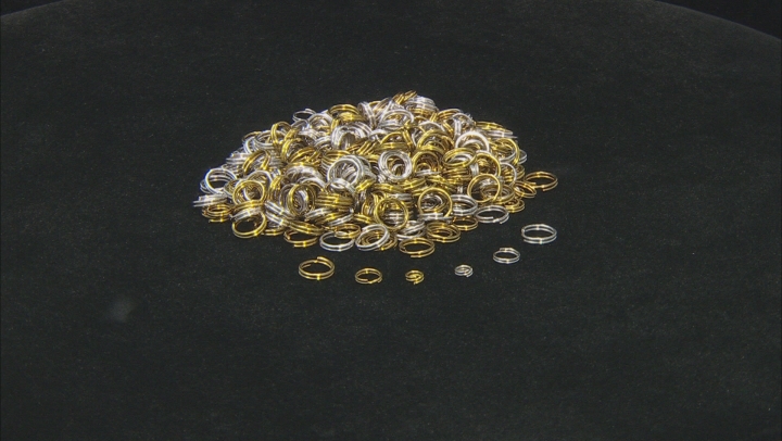 Split Ring Kit Appx 4mm, 6mm, and 8mm in Antiqued Silver Tone and Antiqued Gold Tone Appx 600 Pieces Video Thumbnail