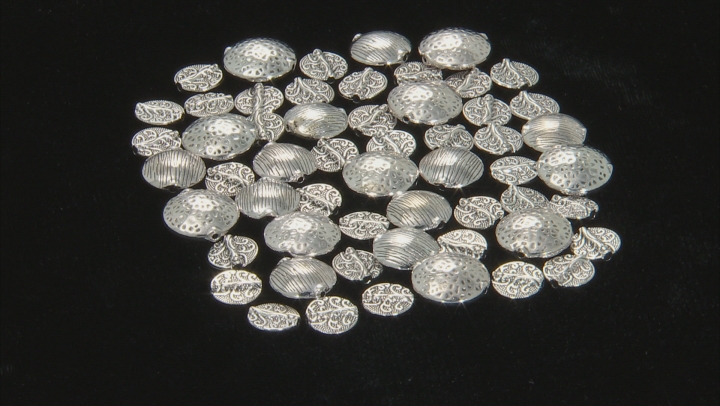 Textured Spacer Bead Kit in 3 Styles in Antiqued Silver Tone Appx 60 Pieces Total Video Thumbnail