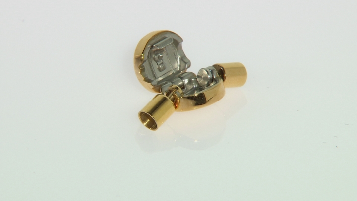 Fold-Over Locking Clasp in Gold Tone Over Stainless Steel Appx 18x10x6mm with Appx 3mm Large Holes Video Thumbnail