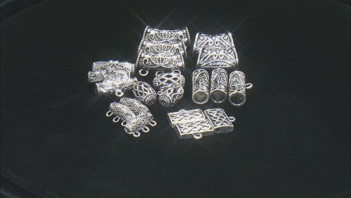 Tube Bail Kit in 7 Designs in Antiqued Silver Tone 20 Pieces Total Video Thumbnail