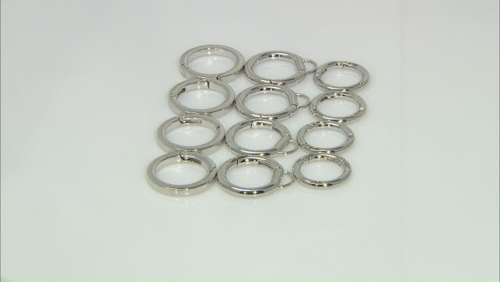 Large Spring Ring Clasp Kit in Silver Tone in 3 Styles 12 Pieces Total Video Thumbnail