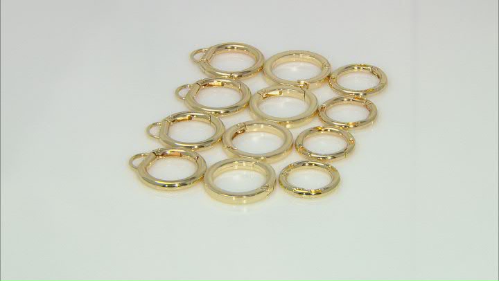 Large Spring Ring Clasp Kit in Gold Tone in 3 Styles 12 Pieces Total Video Thumbnail
