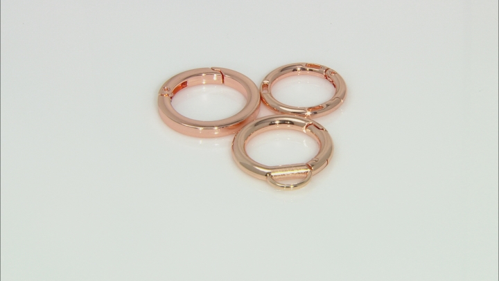 Large Spring Ring Clasp Kit in Rose Gold Tone in 3 Styles 12 Pieces Total Video Thumbnail
