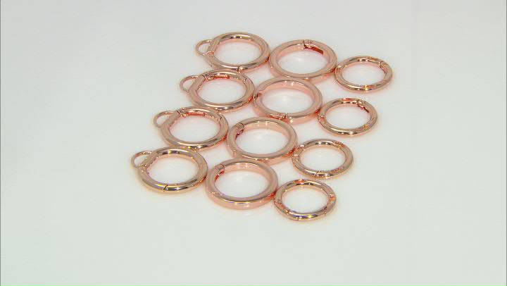 Large Spring Ring Clasp Kit in Rose Gold Tone in 3 Styles 12 Pieces Total Video Thumbnail
