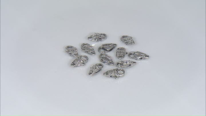 Fancy Lobster Style Clasp Set of 12 in 3 Designs in Antiqued Silver Tone Video Thumbnail