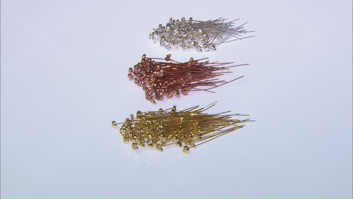 Leaf Shape Headpins appx 2" in length in Silver Tone, Gold Tone & Rose Gold Tone appx 300 Pieces Video Thumbnail