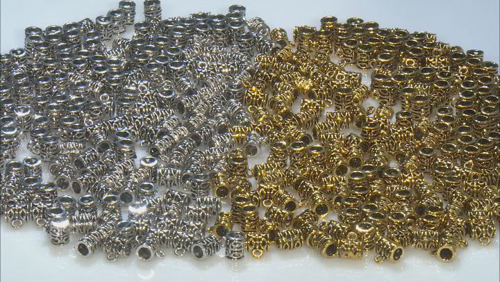 Indonesian Inspired Design Bail Findings in Antiqued Silver and Gold Tones Appx 400 Pieces Total Video Thumbnail