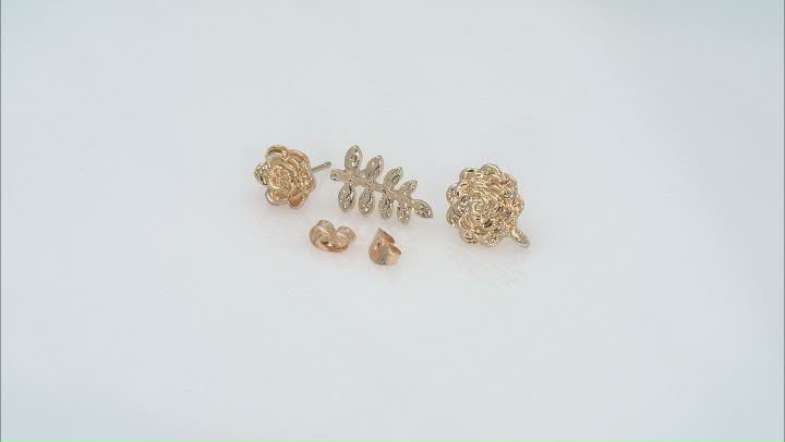 Flower Inspired Stud Earring Findings with Jump Ring in Gold Tone Appx 24 Pairs Video Thumbnail