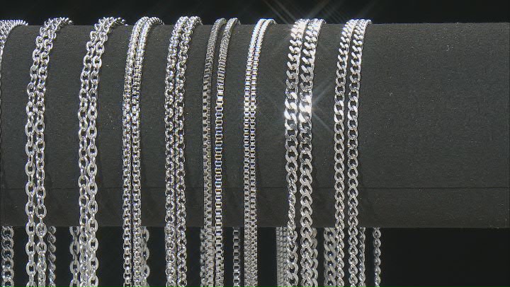 Stainless Steel Finished Chain Set of 20 in 18" & 24" in length & Assorted Styles with Lobster Clasp Video Thumbnail