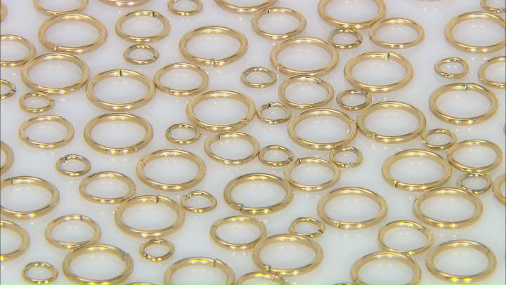 18 Karat Gold over Stainless Steel Jump Rings in 3 Sizes Appx 150 Pieces Total Video Thumbnail