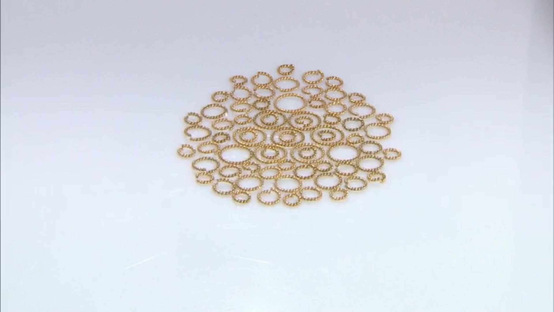 18 Karat Gold over Stainless Steel Rope Textured Jump Rings in 4 Sizes Appx 70 Pieces Total Video Thumbnail
