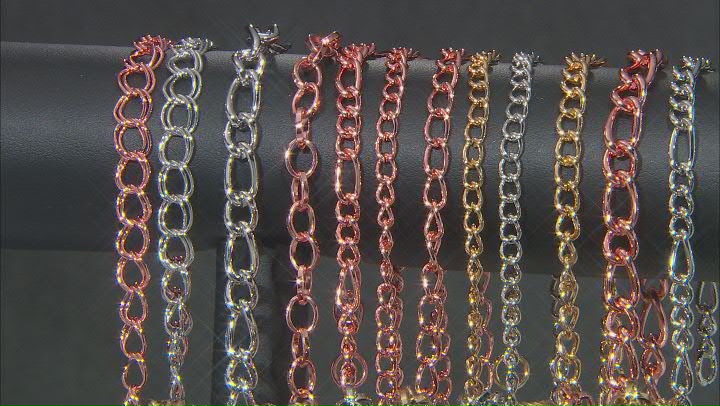 Bracelet Chain Set of 24 in Silver Tone, Gold Tone, and Rose Gold Video Thumbnail