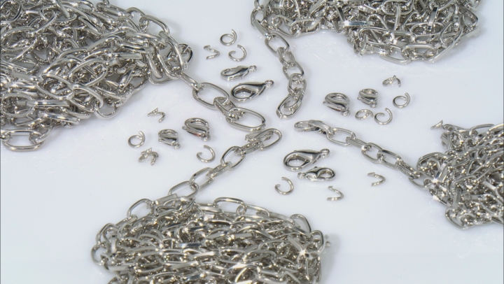 Paperclip Unfinished Chain Kit with Findings in 4 Sizes in Silver Tone Video Thumbnail