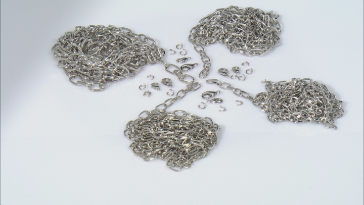 Paperclip Unfinished Chain Kit with Findings in 4 Sizes in Silver Tone Video Thumbnail