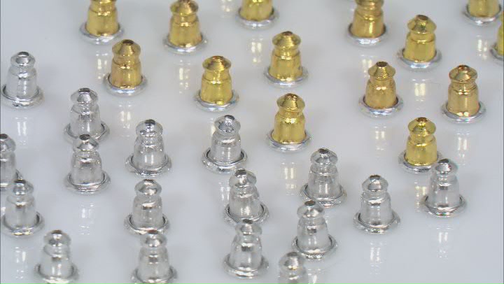 Bullet Earring Backs appx 5.5x4.5mm in Gold Tone and Silver Tone 1,000 Pieces Total Video Thumbnail