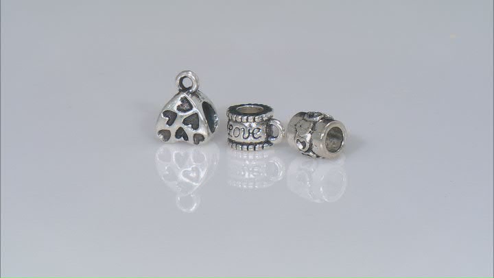 Family and Love Large Hole Bails in 3 Styles in Antiqued Silver Tone appx 180 Pieces Total Video Thumbnail