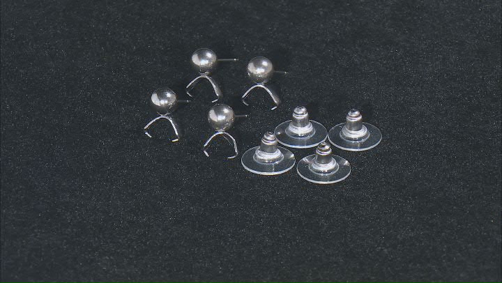 Stainless Steel Ball Earring Studs with appx 6mm Bail & Round Disc Earring Back appx 60 Pieces Total Video Thumbnail