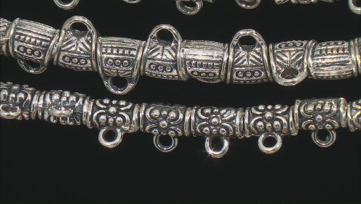 Antiqued Silver Tone Bail Bead in 5 Styles with Large Hole appx 300 Pieces Total Video Thumbnail
