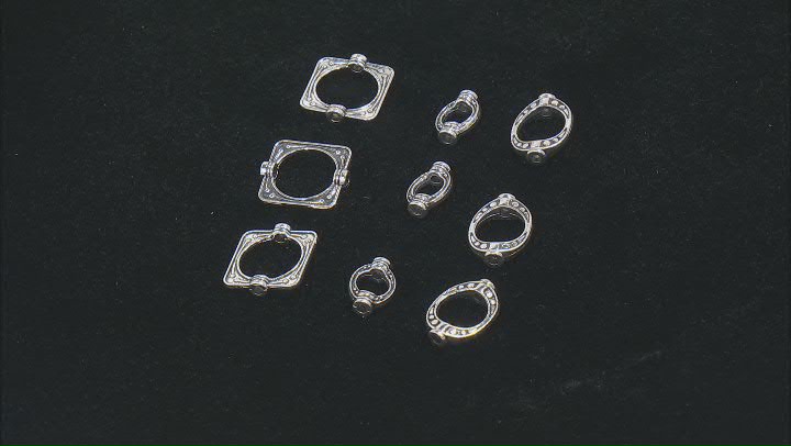 Oval Shape Bead Frame Set of 3 Styles in Antiqued Silver Tone Total 200 Pieces Video Thumbnail