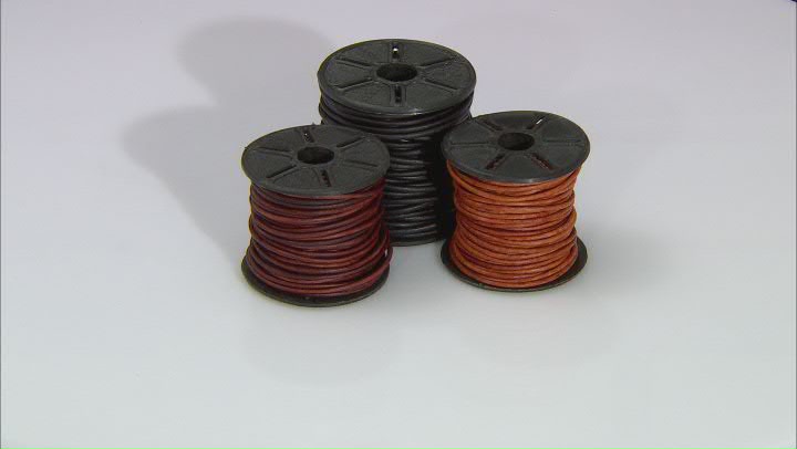 Natural Leather Cord Set of 3 in 3 Colors appx 10 meters in length each Video Thumbnail