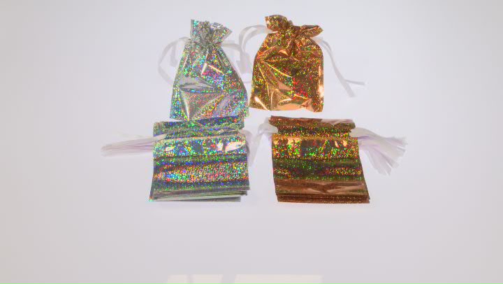 Plastic Drawstring Bag in Silver Tone and Gold Tone Solid Pattern Appx 8.5x6.25in Appx 40 Bags Total Video Thumbnail