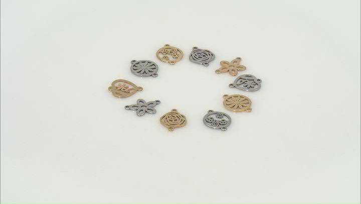 18k Gold Plated and Non-Plated Stainless Steel Flower Connectors in 5 Designs appx 75 Total Pieces Video Thumbnail
