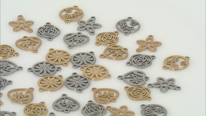 18k Gold Plated and Non-Plated Stainless Steel Flower Connectors in 5 Designs appx 75 Total Pieces Video Thumbnail
