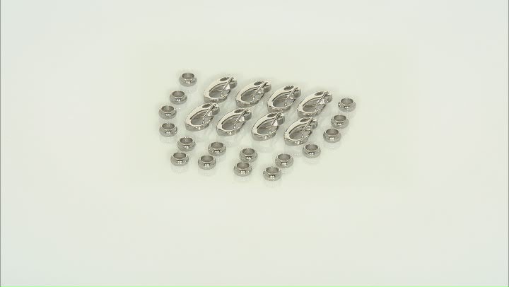 Stainless Steel Self Closing Clasp and Stainless Steel Spacer Ring appx 24 Total Pieces Video Thumbnail